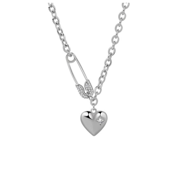 Silver 925 Heart & Pin Necklace - Picture 5 of 5